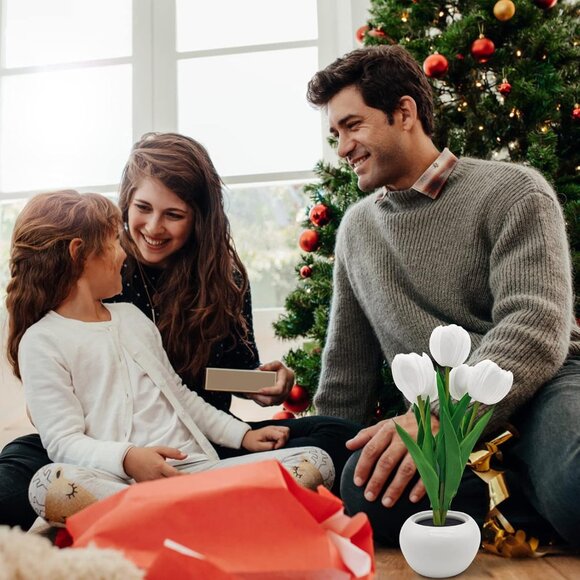 Flower Table Lamp Tulip Desk LED Night Light for Home Living Room Decor Artifici - Picture 7 of 9